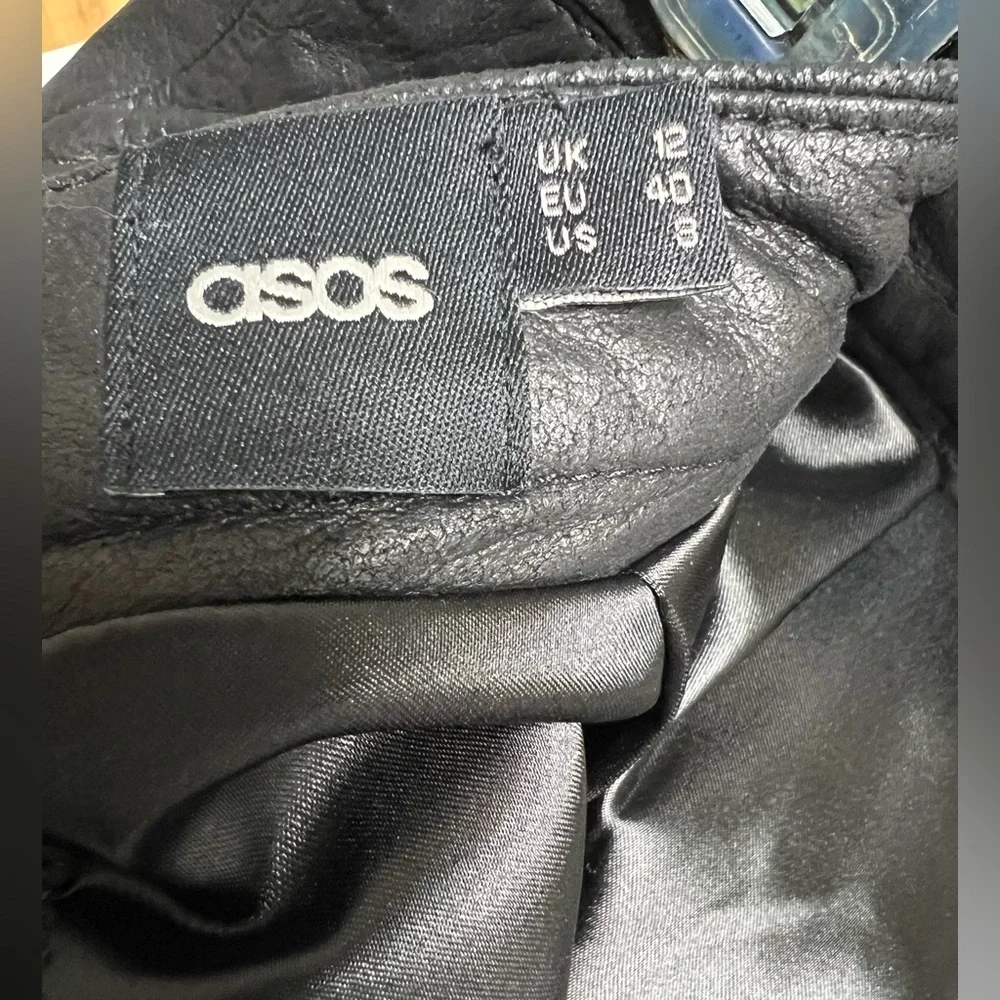 ASOS 100% Leather Skirt with side pockets, size 8
